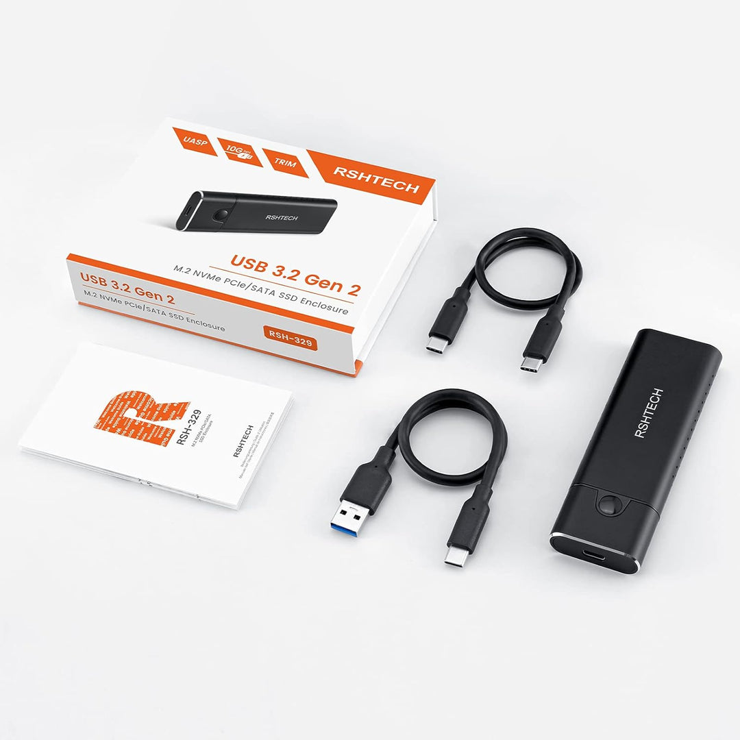 Aluminum M.2 NVMe SATA SSD Gehäuse RSHTECH M.2 NVMe USB Adapter RTL9210B chip unterstützt USB 3.1 Ge