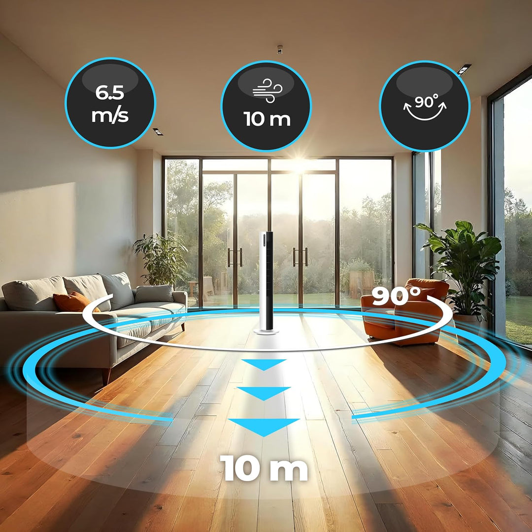 Turmventilator 110 cm Standventilator sehr leise Ventilator mit Fernbedienung Tower Fan 30W 12 Gesch