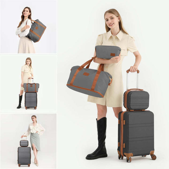 KONO Kofferset Reisekoffer Set Gepäcksets 6 Teilig, Koffer Set mit Beautycase Kosmetikkoffe mit Hand