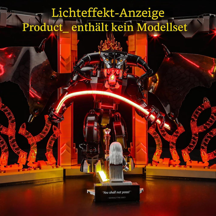 GEAMENT LED Licht-Set Kompatibel mit Lego Der Herr der Ringe Balrog Bücherstütze Icons 10367 Baustei
