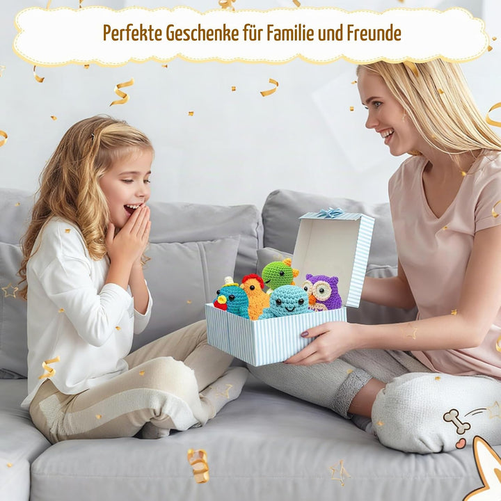UXORSN Tiere Häkelset für Anfänger 6 Stück Tierfreunde Häkel Set für Erwachsene Häckeln Stricken DIY