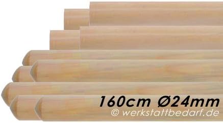 10x Besenstiele aus Kiefernholz 160cm Ø24mm, ohne Konus