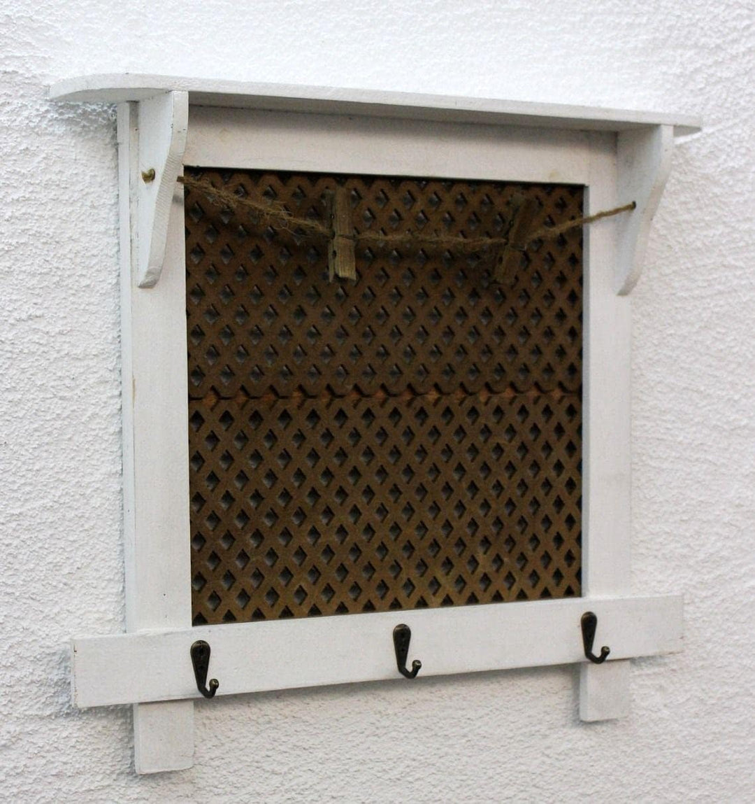 DanDiBo Wandorganizer Vintage Schlüsselbrett Holz mit Ablage Memoboard 12047 Weiss Schlüsselboard Br