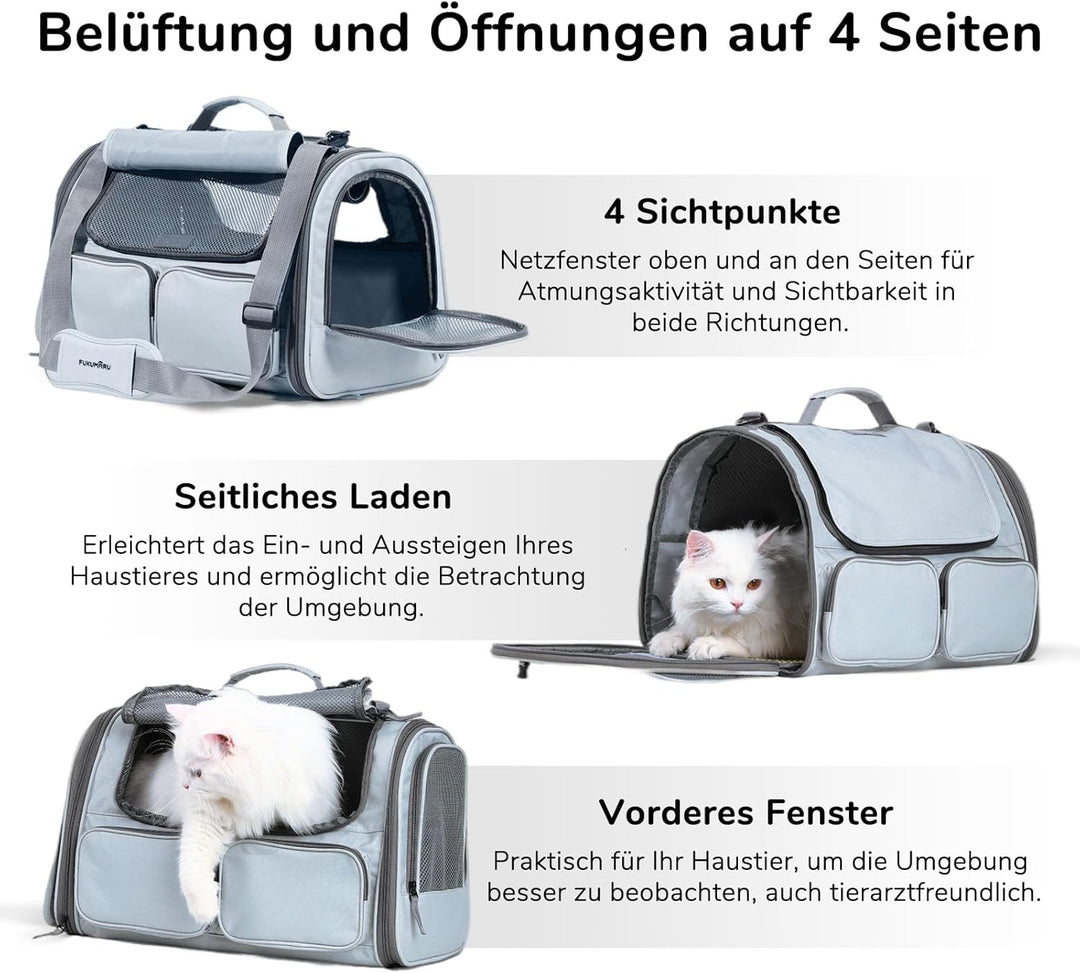 FUKUMARU Transportbox Katze, Faltbare Katzentransportbox, Transportbox Hund mit Reisetasche, Transpo