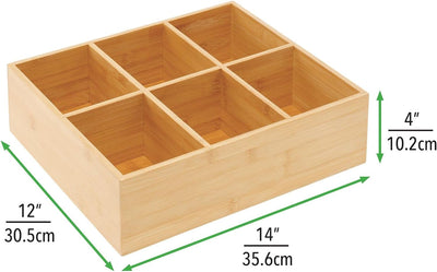 mDesign 2er-Set Teebox – elegante Aufbewahrungsbox mit 6 Fächern aus Bambus – Holzkiste für Teebeute