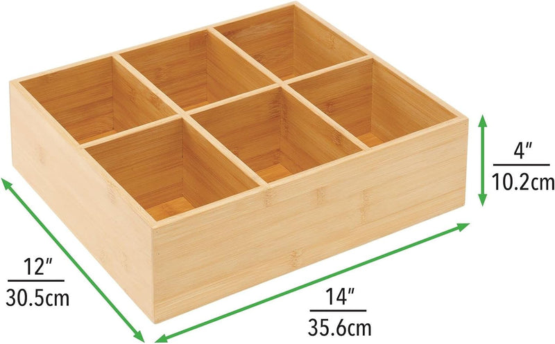 mDesign 2er-Set Teebox – elegante Aufbewahrungsbox mit 6 Fächern aus Bambus – Holzkiste für Teebeute