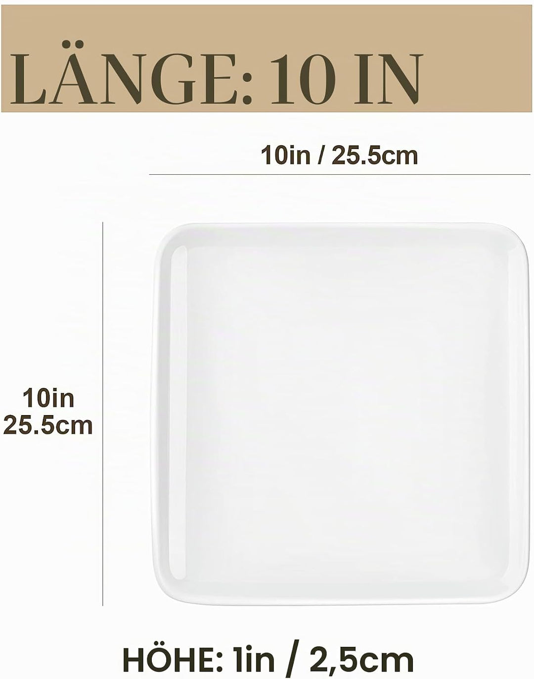 MALACASA, Serie Ivy, 4 teilig Set Porzellan Flachteller Speiseteller Essteller 25,8 X 25,8 X 3 cm fü