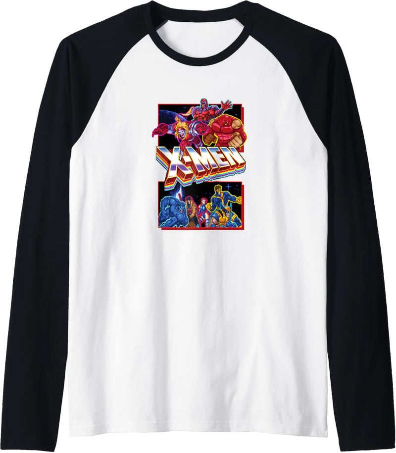 Marvel X-Men Classic Retro Video Game Logo Panels Raglan