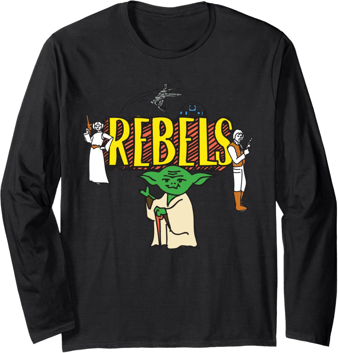 Star Wars Rebels Yoda Princess Leia Han Solo Doodle Langarmshirt