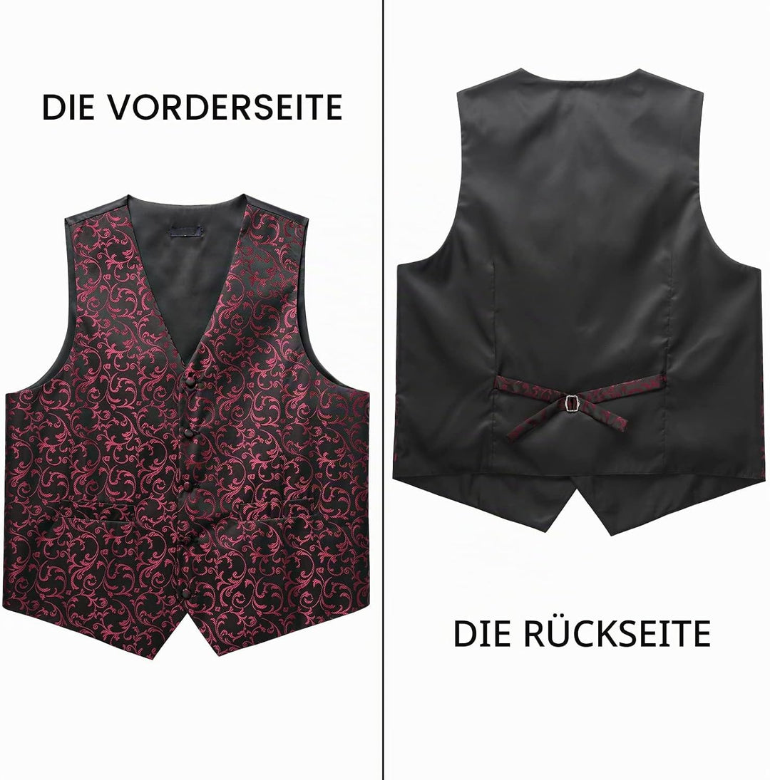 Enlision Anzugweste Herren Hochzeit Paisley Weste und Krawatte Einstecktuch Party Floral Jacquard An