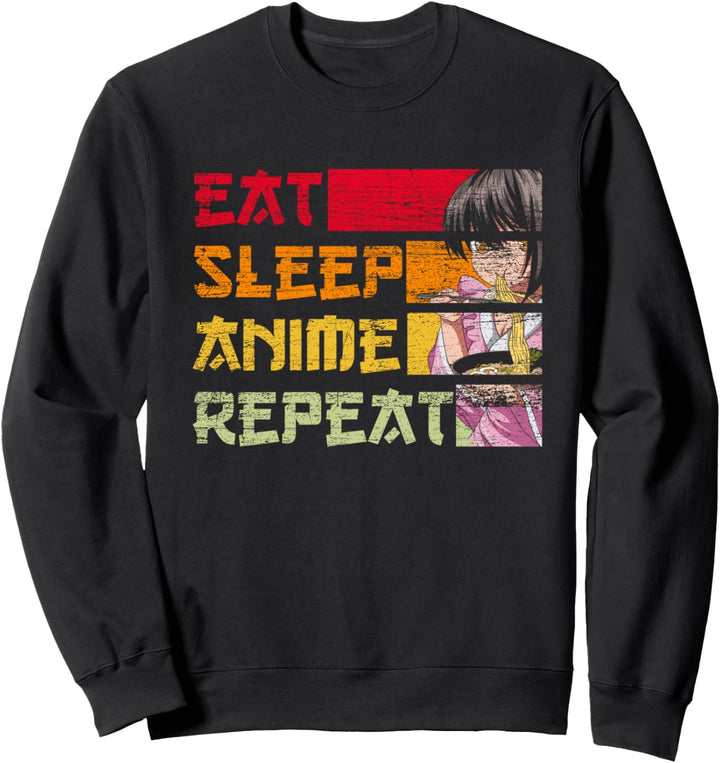 Essen Schlafen Anime Wiederholen Ramen Mädchen Anime Sweatshirt