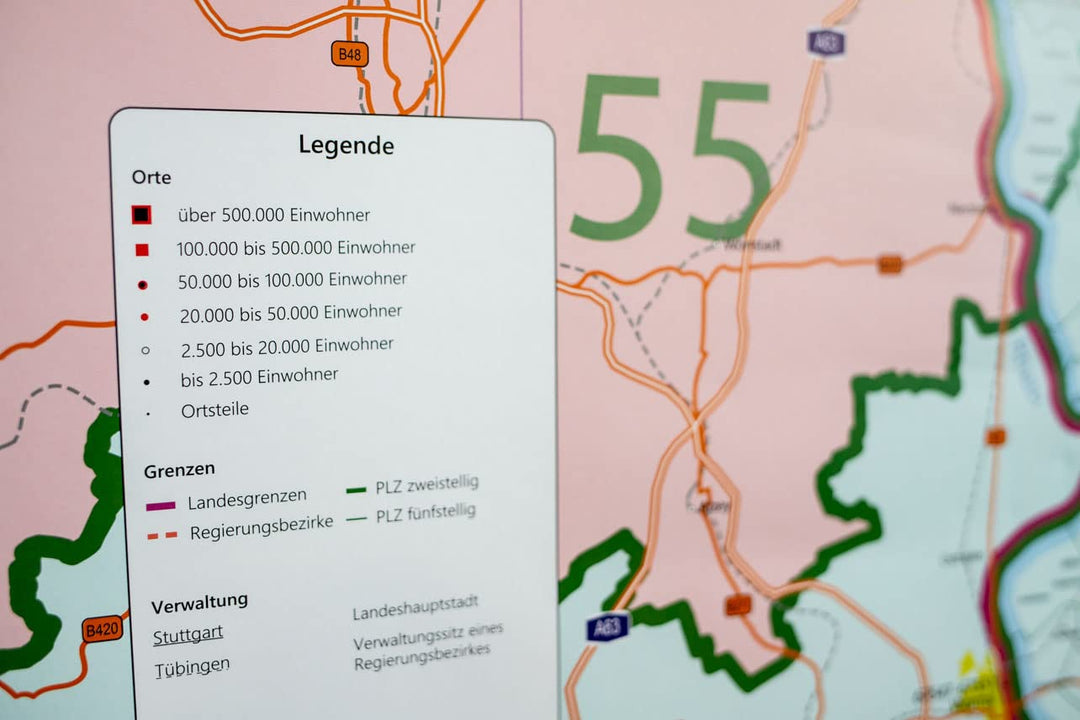 GeoMetro XL Postleitzahlenkarte von Hessen mit Laminierung (beschreib- und abwischbar): Grosse GeoMe