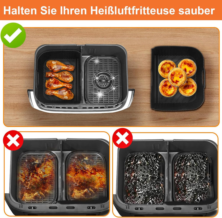 Heissluftfritteuse Zubehör für Ninja 10,4L AF500EU, Airfryer Silikonform für Ninja Foodi Flexdrawer