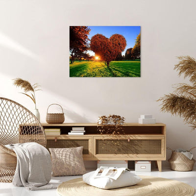 ARTTOR Bilder auf Leinwand Baum Park Frühling Herz Leinwandbild 70x50cm Wandbilder Dekoration Wohnzi