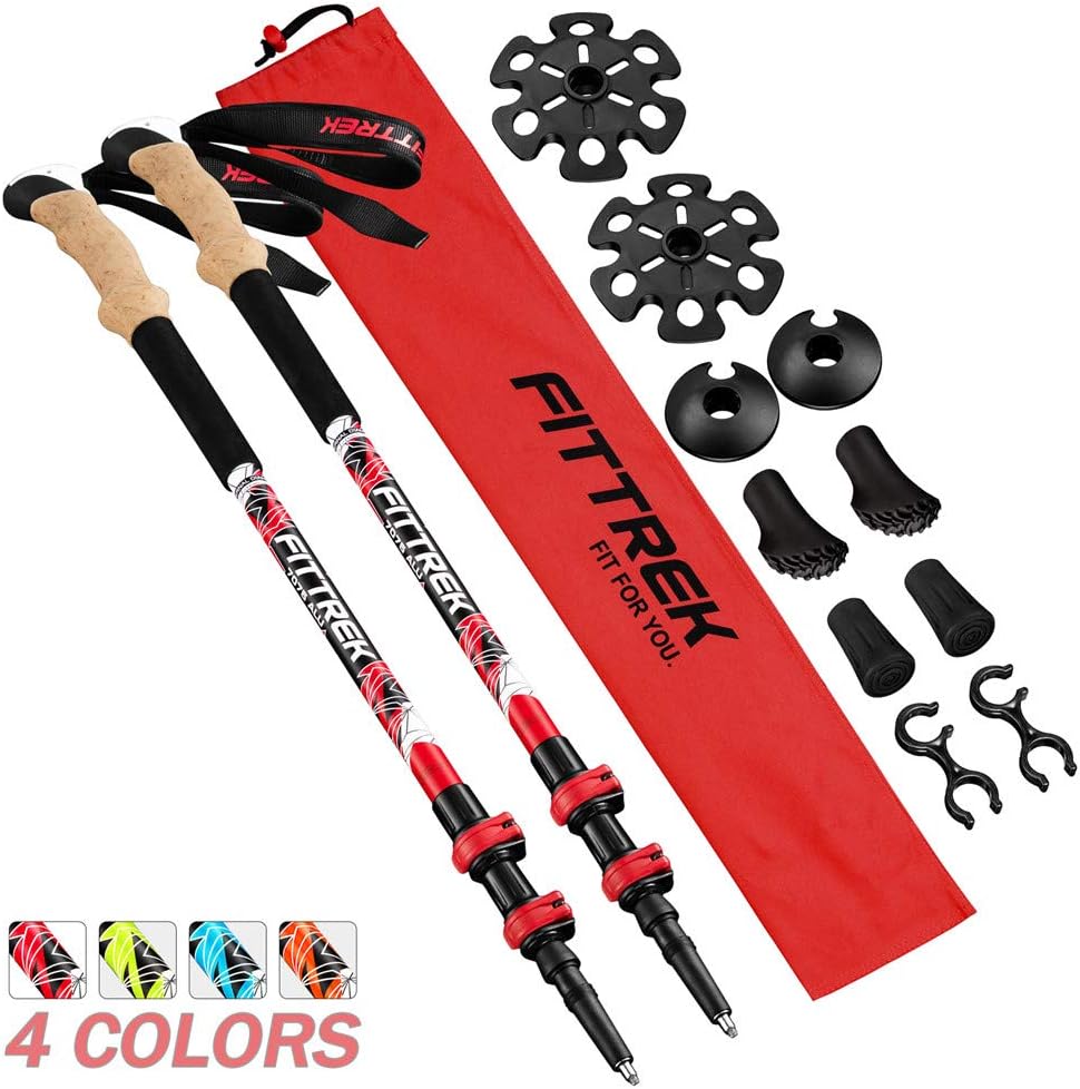 FitTrek Wanderstöcke - Trekkingstöcke Kork - Walking Stöcke Teleskop - Nordic Walking Stock Verstell
