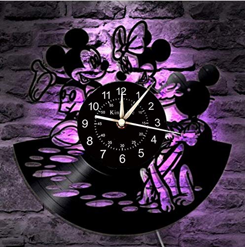 Smotly Vinyl Wanduhr, Mickey-Mouse-Thema Rekord Wanduhr, Kunst für Kinder Dekoration nach Hause Wand