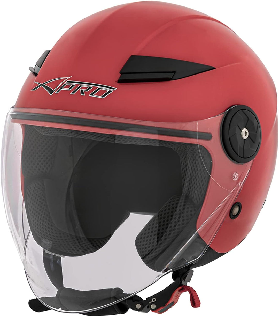 Motorradhelm Motorrad Roller Offenes Jet Scooter Helm Viser ECE 22 BACKLINE 57-58 cm ( M) Rot, 57-58