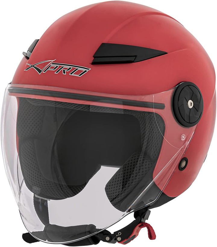 Motorradhelm Motorrad Roller Offenes Jet Scooter Helm Viser ECE 22 BACKLINE 57-58 cm ( M) Rot, 57-58