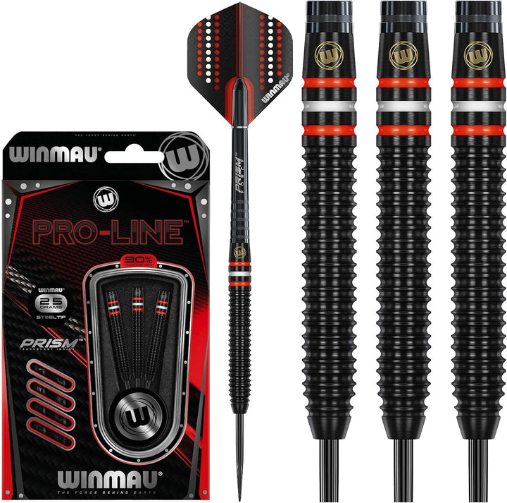 WINMAU Pro-Line Profi Wolfram Steeltip Dartpfeile Set mit Flights und Schäfte 25g Steeltip, 25g Stee
