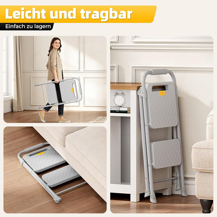 KINGRACK Trittleiter 4 Stufen Klappbar, Leiter mit Sicherheitsschloss | Haushaltsleiter Klapptritt m