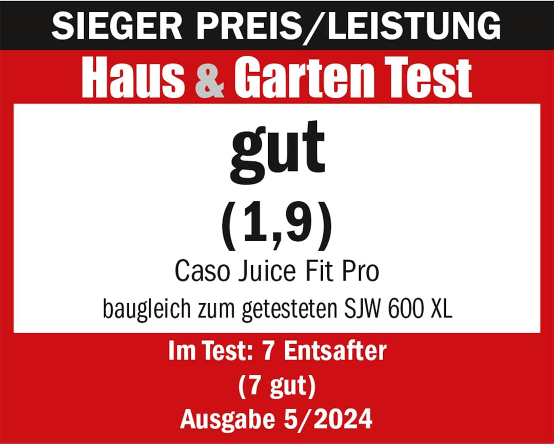 CASO Juice Fit Pro - Slow Juicer, Sanftes und schonendes Entsaften dank niedriger Umdrehungszahl (40
