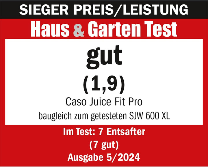 CASO Juice Fit Pro - Slow Juicer, Sanftes und schonendes Entsaften dank niedriger Umdrehungszahl (40