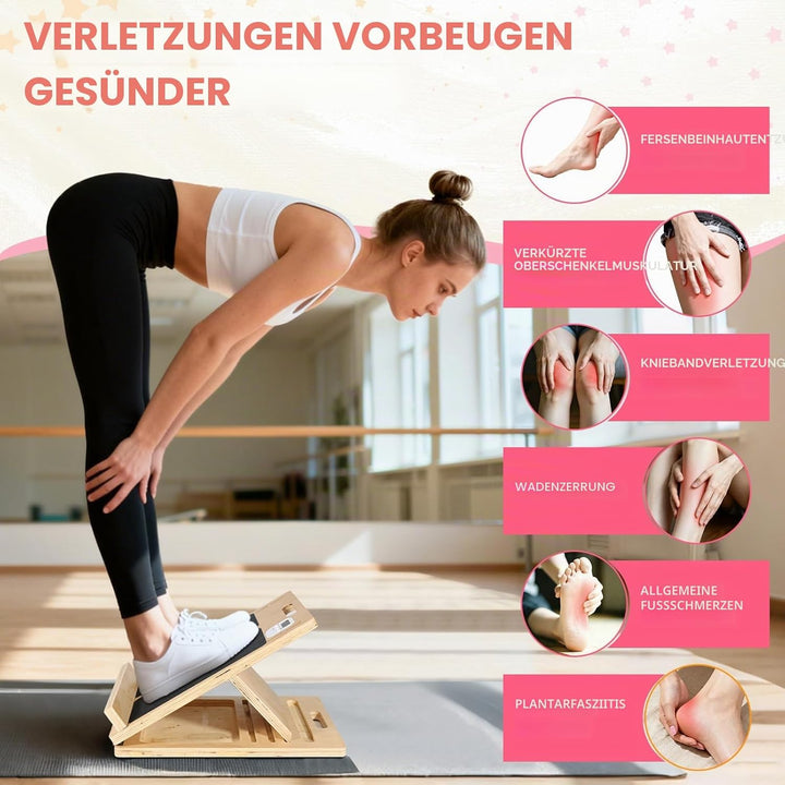 NZQXJXZ Upgrade Schrägbrett zur Zeitmessung für Wadendehnung, 4 verstellbare Winkel, Wadendehner Sch