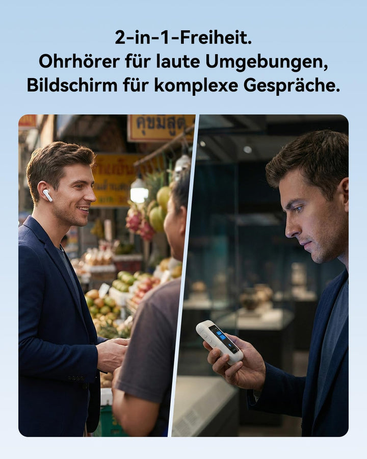 A8 Sprachübersetzer & Übersetzer KopfhöRer 2-In-1 – 144 Sprachen Echtzeit, Offline Übersetzer Ohne I