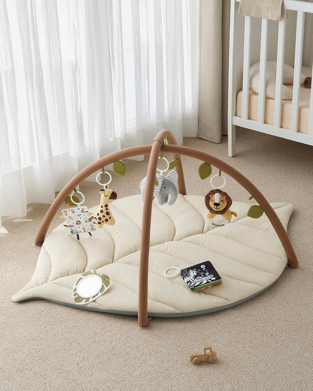 Blissful Diary Spielbogen Baby, Übergrosses Blattförmiges Spieldecke Baby Gym Activity Decke mit 6 A