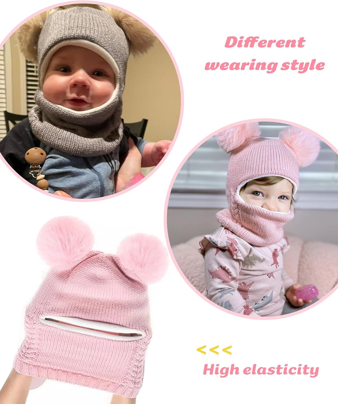 FURTALK Kleinkind Baby SchalMütze warm gefüttert Kinder Strickmütze Pom Pom Wintermütze für Mädchen