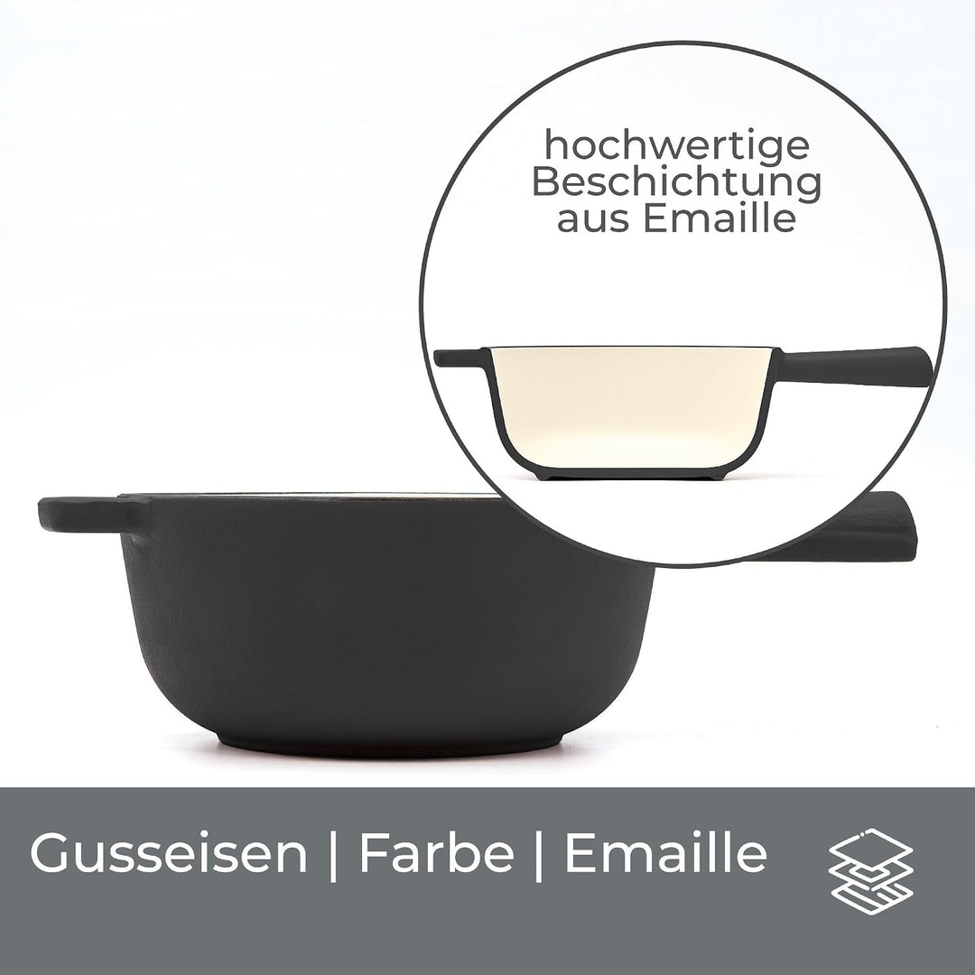 osoltus Fondue | Käsefondue | Fleischfondue Set Gusseisen 6 Personen Emaille | 13 TLG. inklusive Hol