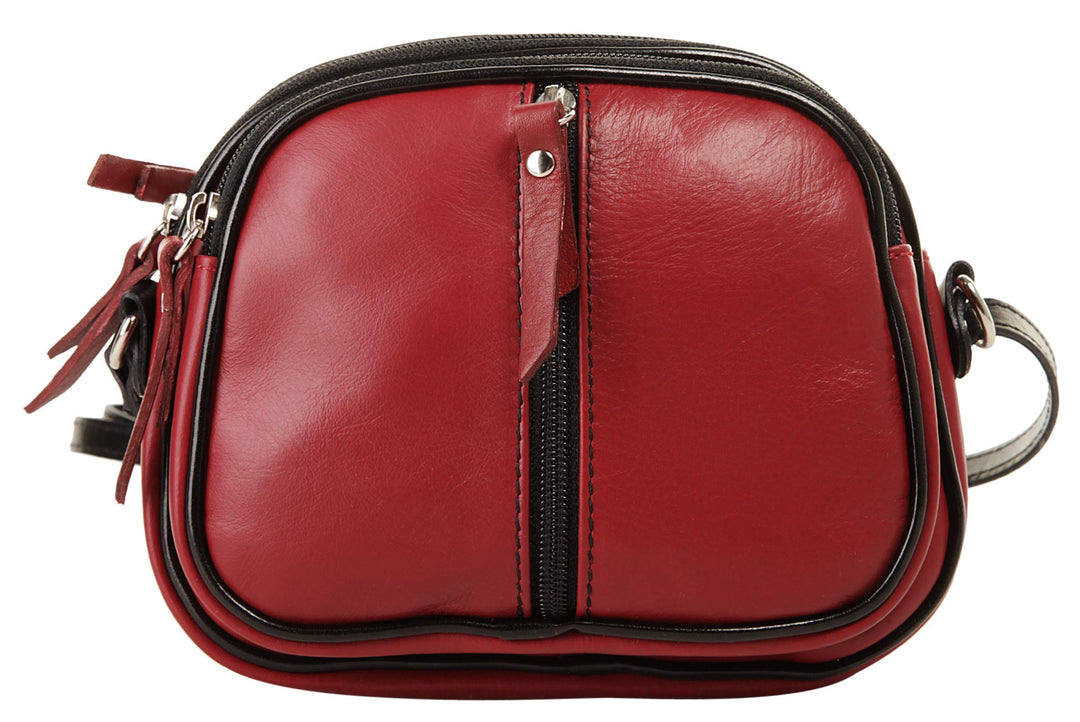 Umhängetasche Echt Leder Damen Made in Italy | kleine Abendtasche | elegante Partytasche mit 3 Fäche