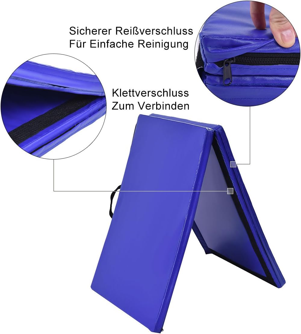 DREAMADE Klappbare Weichbodenmatte, Gymnastikmatte Yogamatte 180x60x4cm, Fitnessmatte Turnmatte mit