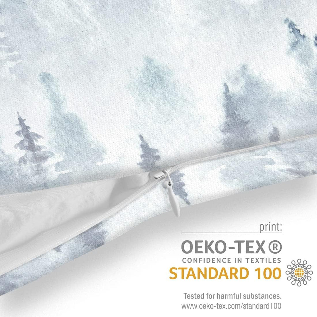 VOID Wald Nebel Kissenbezug Kissenhülle Sofakissen Kissen Deko Weihnachten Winter Weihnachtsdeko, Ki