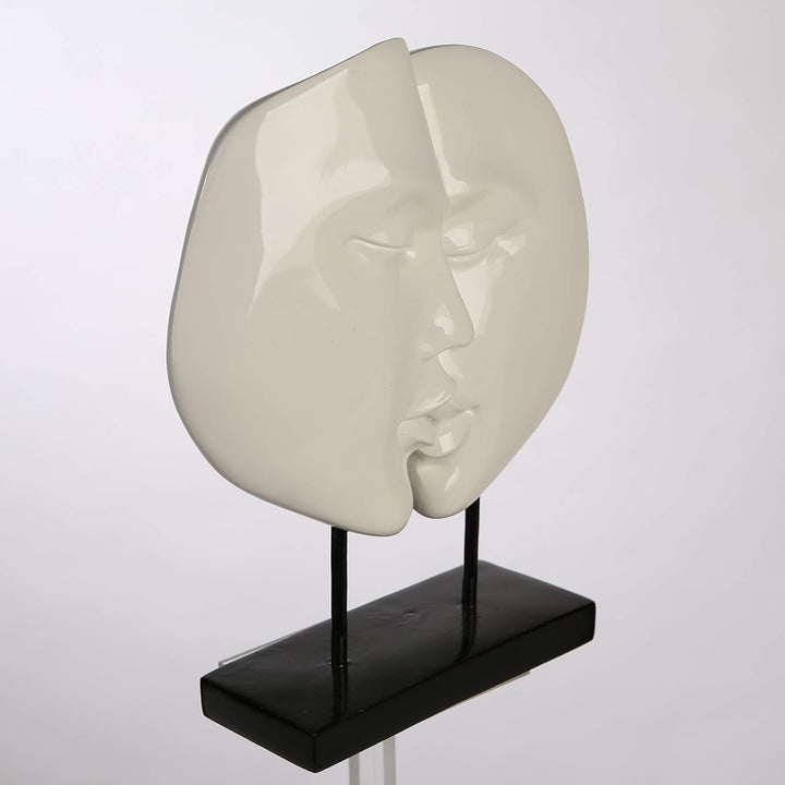 Casablanca modernes Design Moderne Skulptur Faces Poly weiss auf schwarzer Base Höhe 28 cm Breite 22