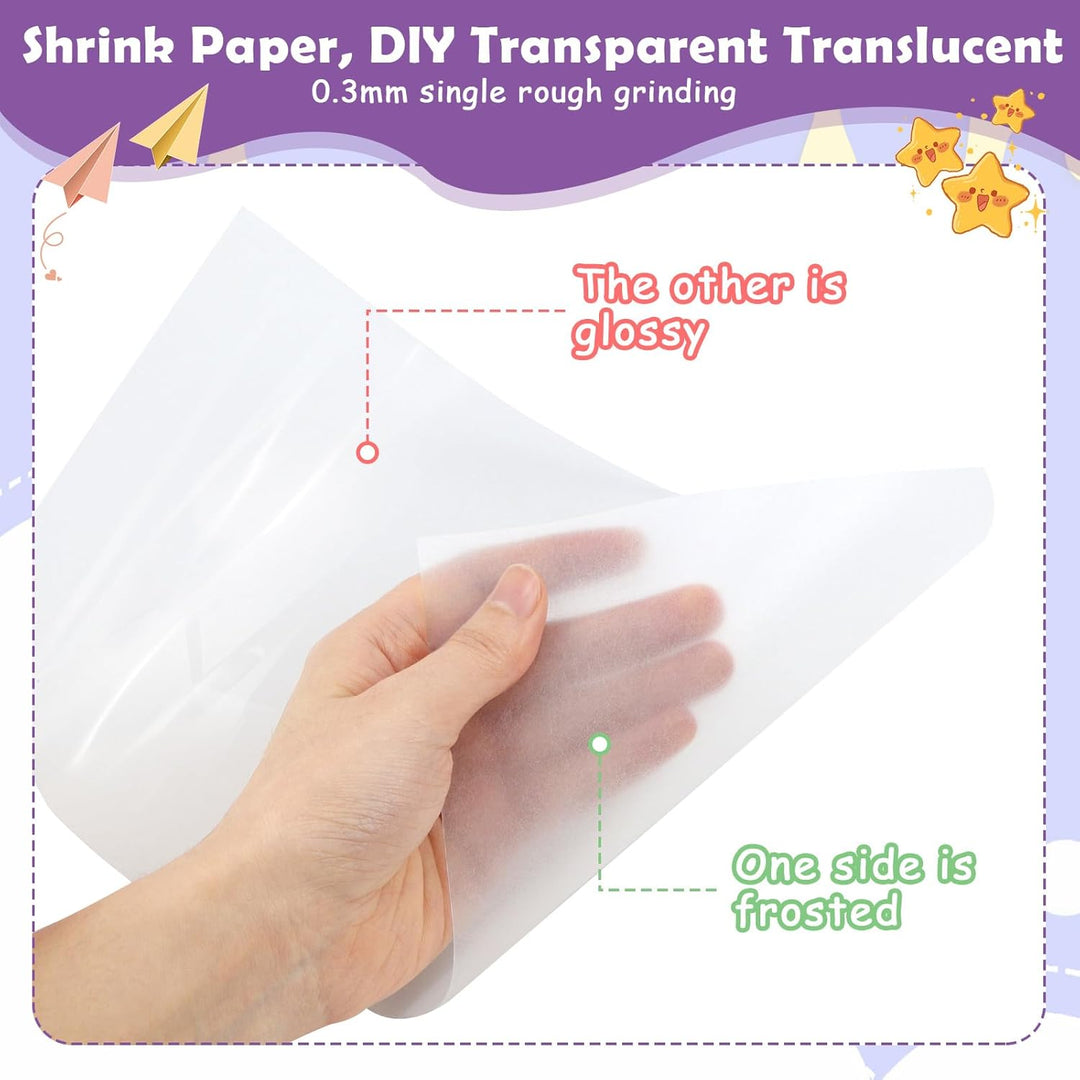 UGBO Schrumpffolie Set Schlüsselanhänger zum Basteln Shrink Plastic 170 Stück Schrumpffolien Bedruck