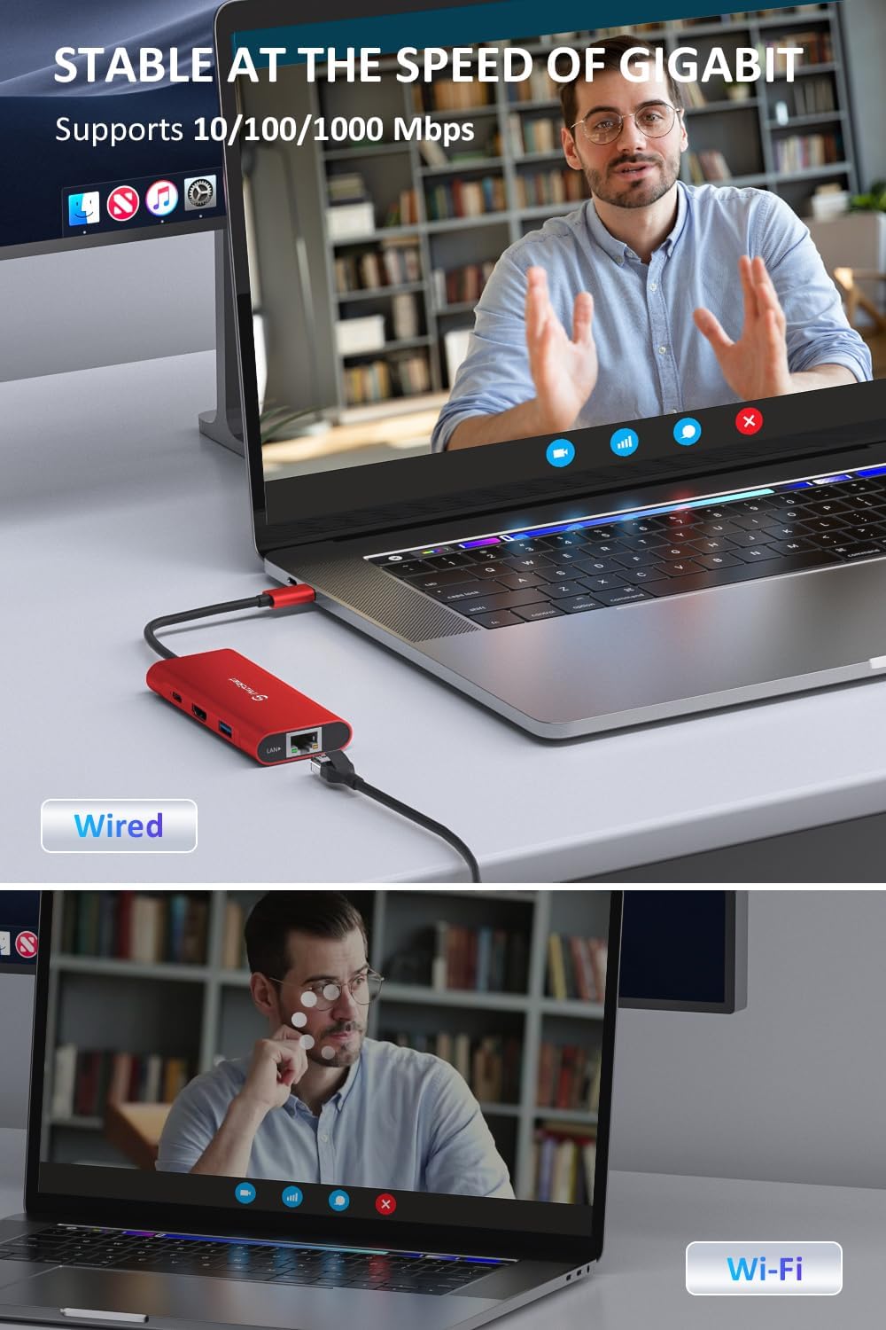 USB C Hub, UtechSmart 6 in 1 USB C zu HDMI Adapter mit 1000M Ethernet, Power Delivery Pd Typ C Ladea