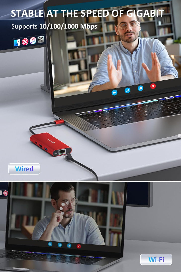 USB C Hub, UtechSmart 6 in 1 USB C zu HDMI Adapter mit 1000M Ethernet, Power Delivery Pd Typ C Ladea