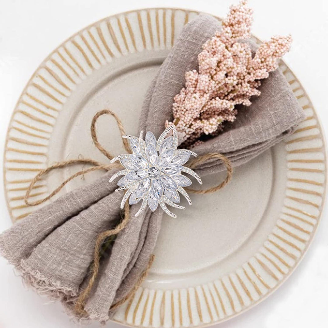 ZeeDix 6 Stück Silber Serviettenringe Weihnachten-Elegante Lotus-Motiv serviettenring für Tischdeko,