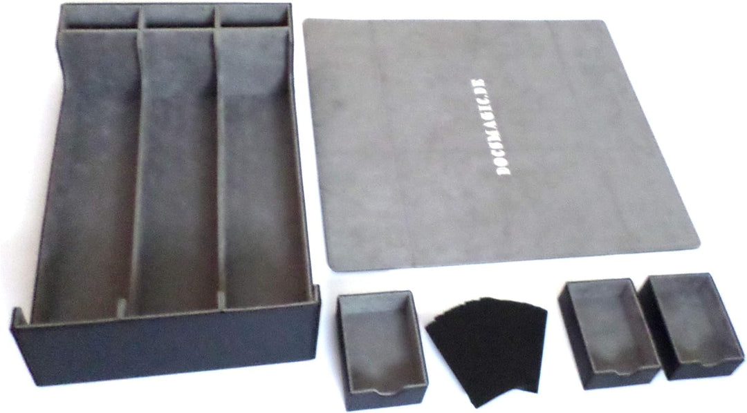 docsmagic.de Premium 3-Row Trading Card Storage Box Black + Trays & Divider - MTG PKM YGO - Sammelka