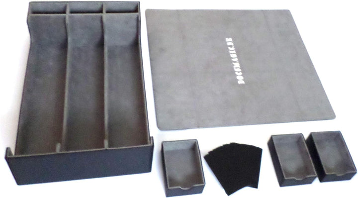 docsmagic.de Premium 3-Row Trading Card Storage Box Black + Trays & Divider - MTG PKM YGO - Sammelka