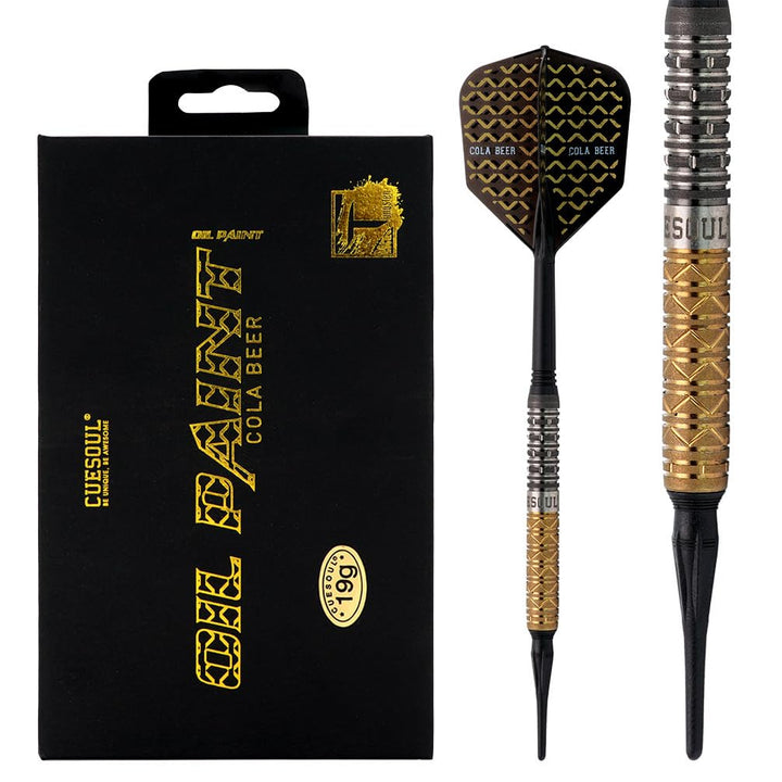 CUESOUL Soft Tip 90% Tungsten Dart Set mit Ölfarbe Finish und ROST Flights 19g cola-bier, 19g cola-b