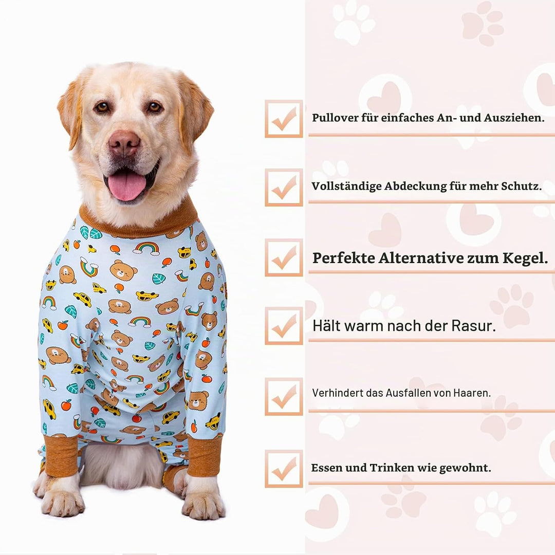 Yeapeeto Einteiler für Hunde, zur Erholung, für grosse und mittelgrosse Hunde, Schlafanzug, Ganzkörp