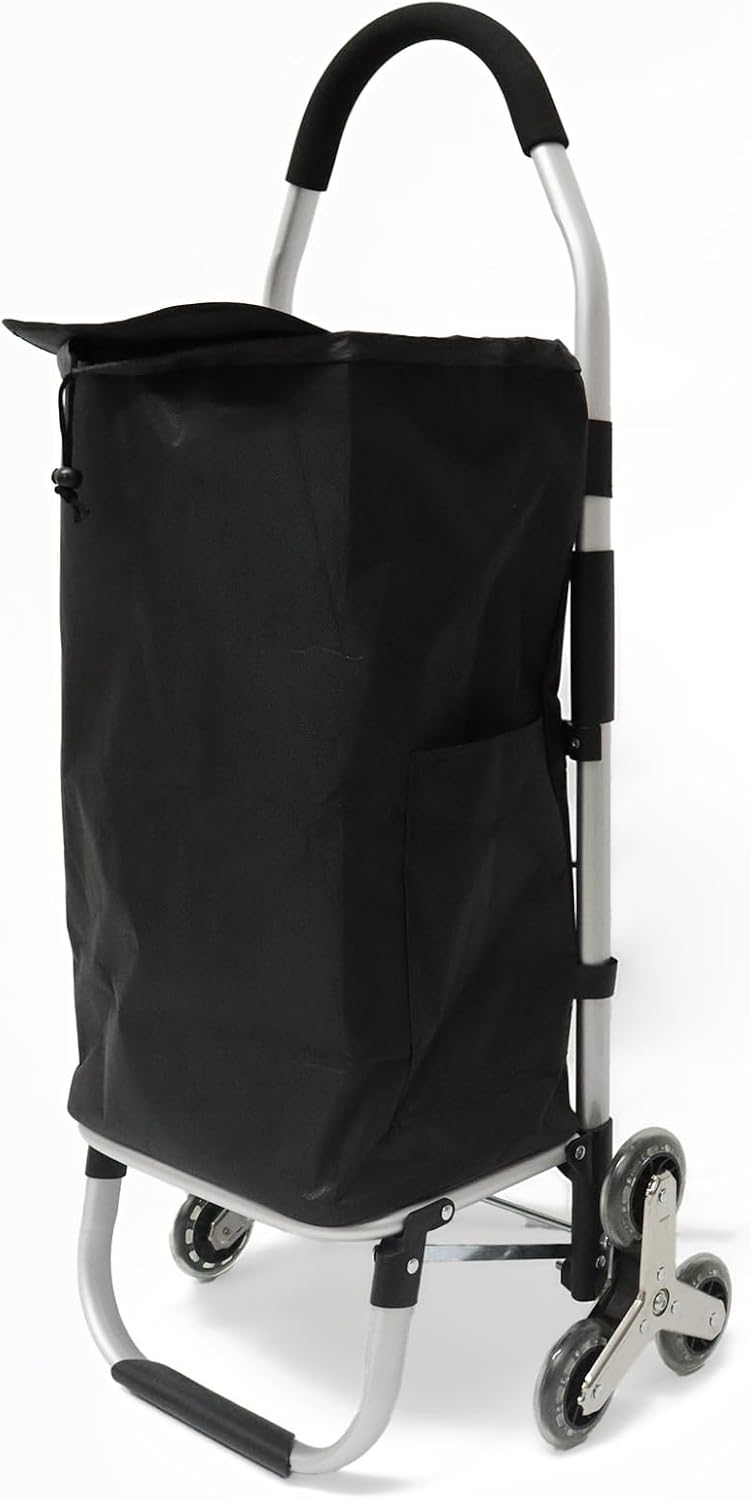 Einkaufstrolley Klappbar mit 56L Kapazität und Belastbar bis 50kg, 2 in 1 Multifunktions Mutige Alum