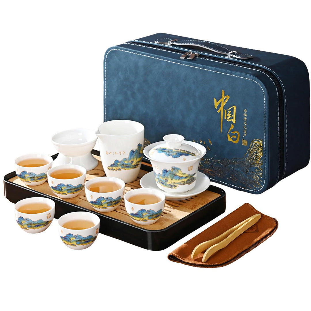 Chinesisches Teeset Traditionelles Chinesisches Kung-Fu-Teeset für Erwachsene, Gaiwan Teeset mit 6 T