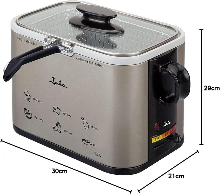 Jata - FR326E - Friteuse, 1000 watts, Couleurs Noir / Argent, 1.3L, Schwarz / Silberfarben