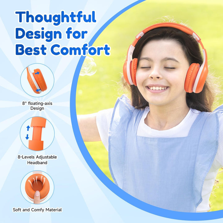 EarFun Bluetooth Kopfhörer Kinder, 85/94dB Lautstärkeregelung, HiFi Sound, HD-Mikrofon, 40 Std Akku,