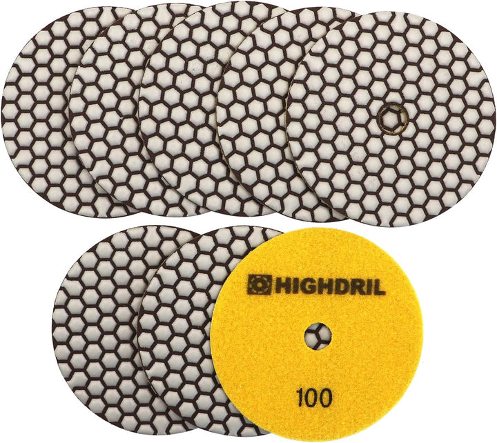 HIGHDRIL Trocken Diamant Polierscheibe - 8 Stk. #100 Diamant Polier Auflagen für Granit Stein Marmor