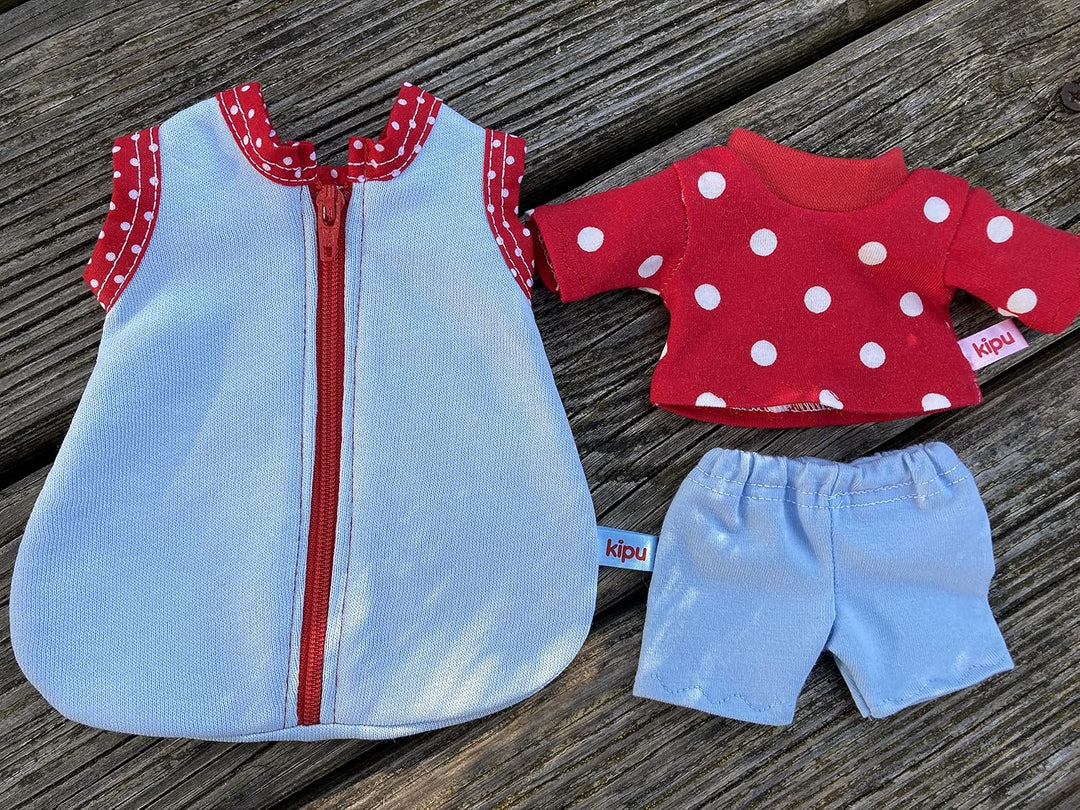 Puppenkleidung handmade KLEIDUNG " gute Nacht - Set " mit Schlafsack für mini Puppen Gr. 20 cm