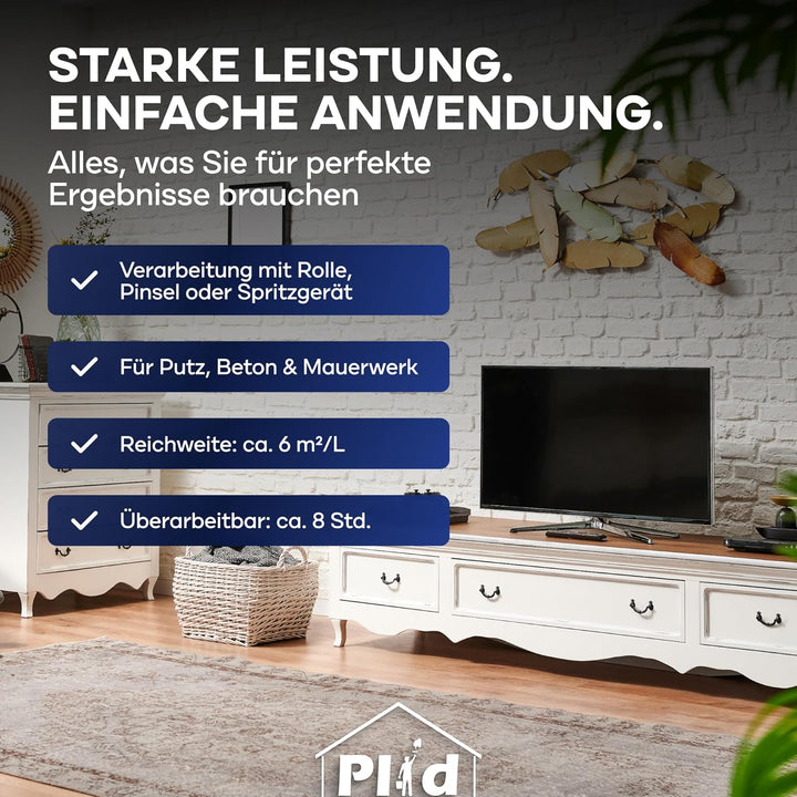 plid® - Fassadenfarbe Aussen [WETTER & UV-BESTÄNDIG]- Hochwertige Farbe für Mauerwerk, Hauswand, Bet